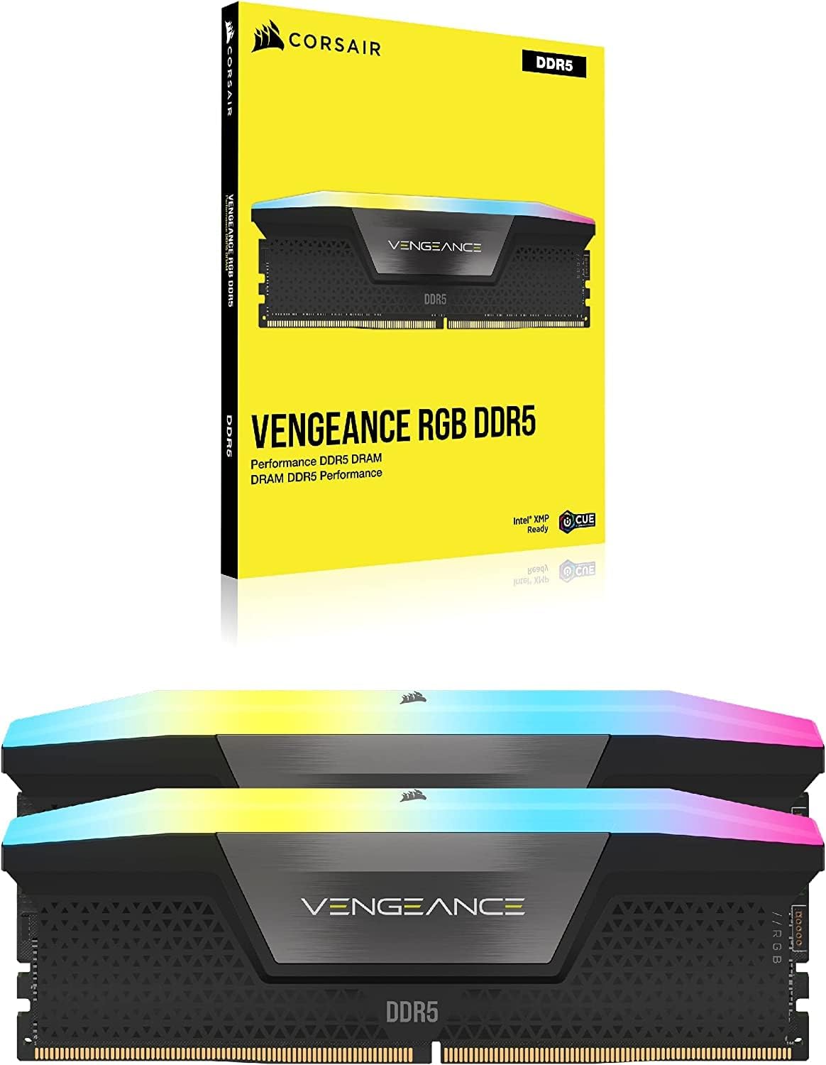 CORSAIR VENGEANCE RGB DDR5 32GB (2x16GB) 6400MHz CL32 RGB Desktop Memory Kit - CMH32GX5M2B6400C32