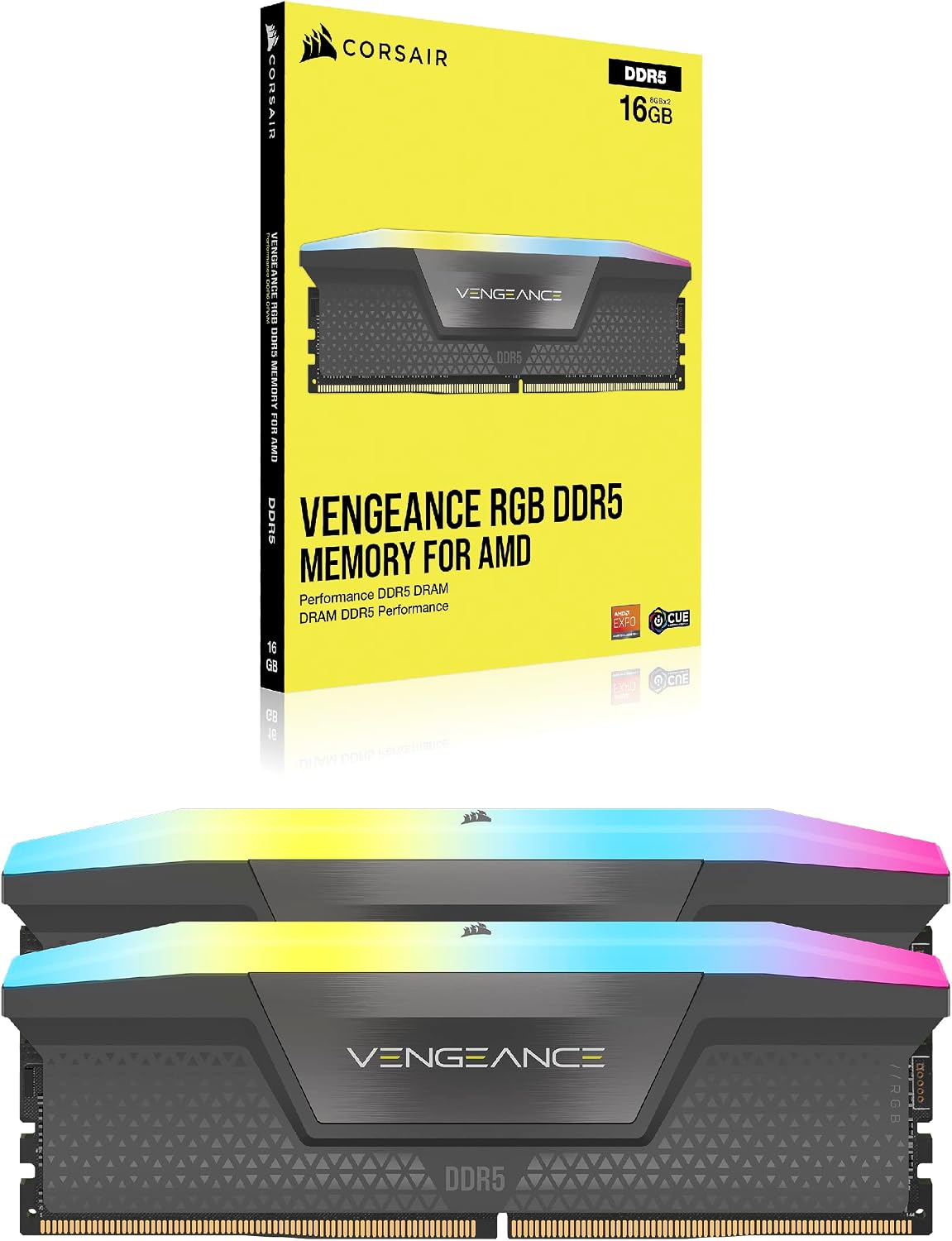 CORSAIR VENGEANCE RGB DDR5 32GB (2x16GB) 6000MHz CL36 Desktop Memory - AMD EXPO, Intel XMP, RGB