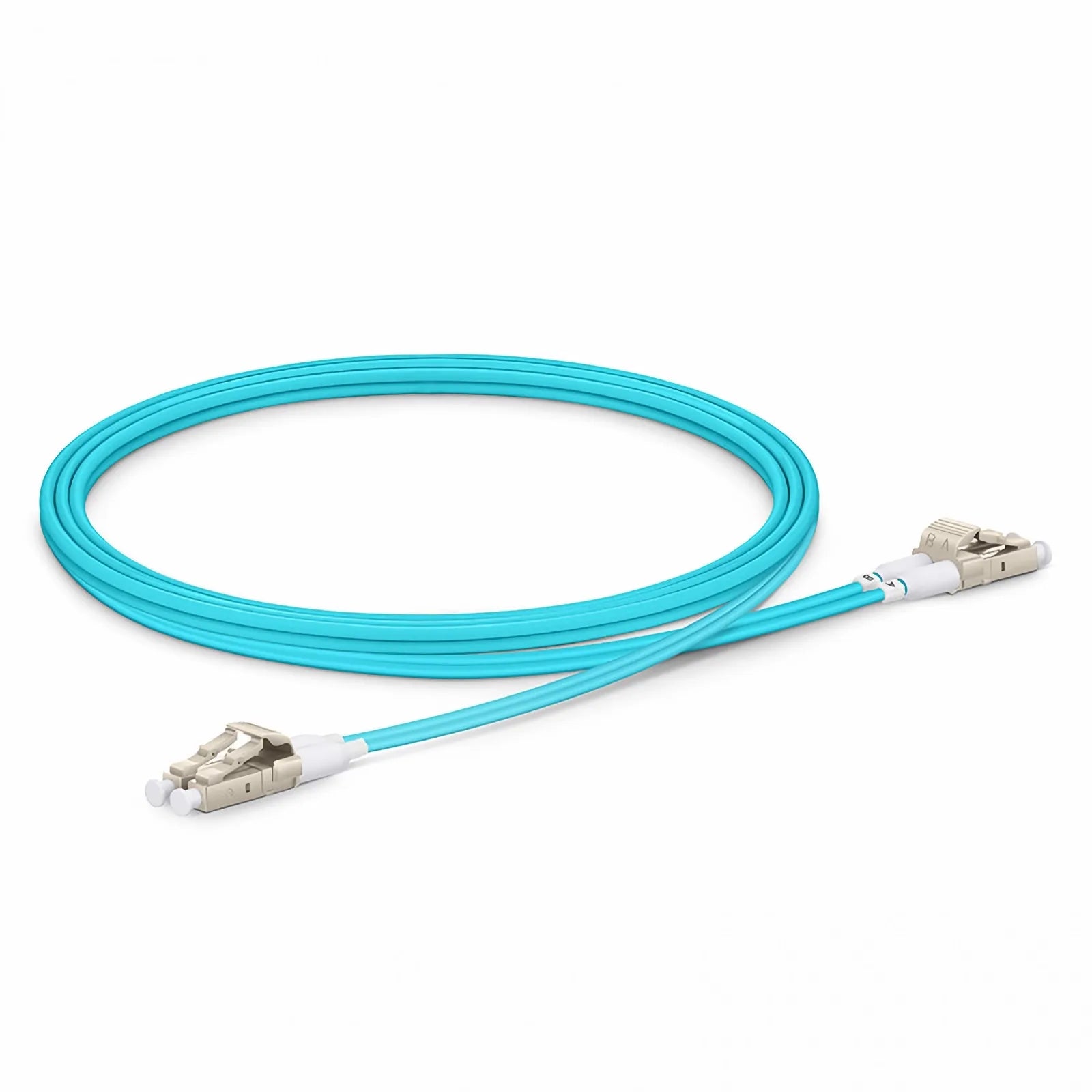 FS 1m OM4 Multimode Fiber Patch Cable - LC UPC Duplex to LC UPC Duplex | Aqua