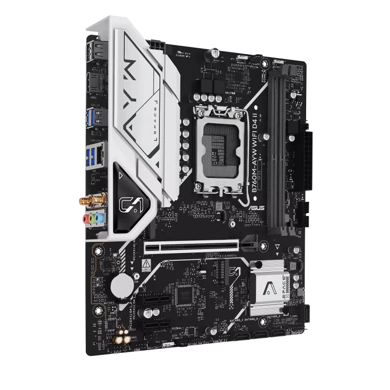 ASUS B760M-AYW WIFI D4 II – Intel B760 LGA1700 Micro-ATX Motherboard – DDR4, Wi-Fi 6