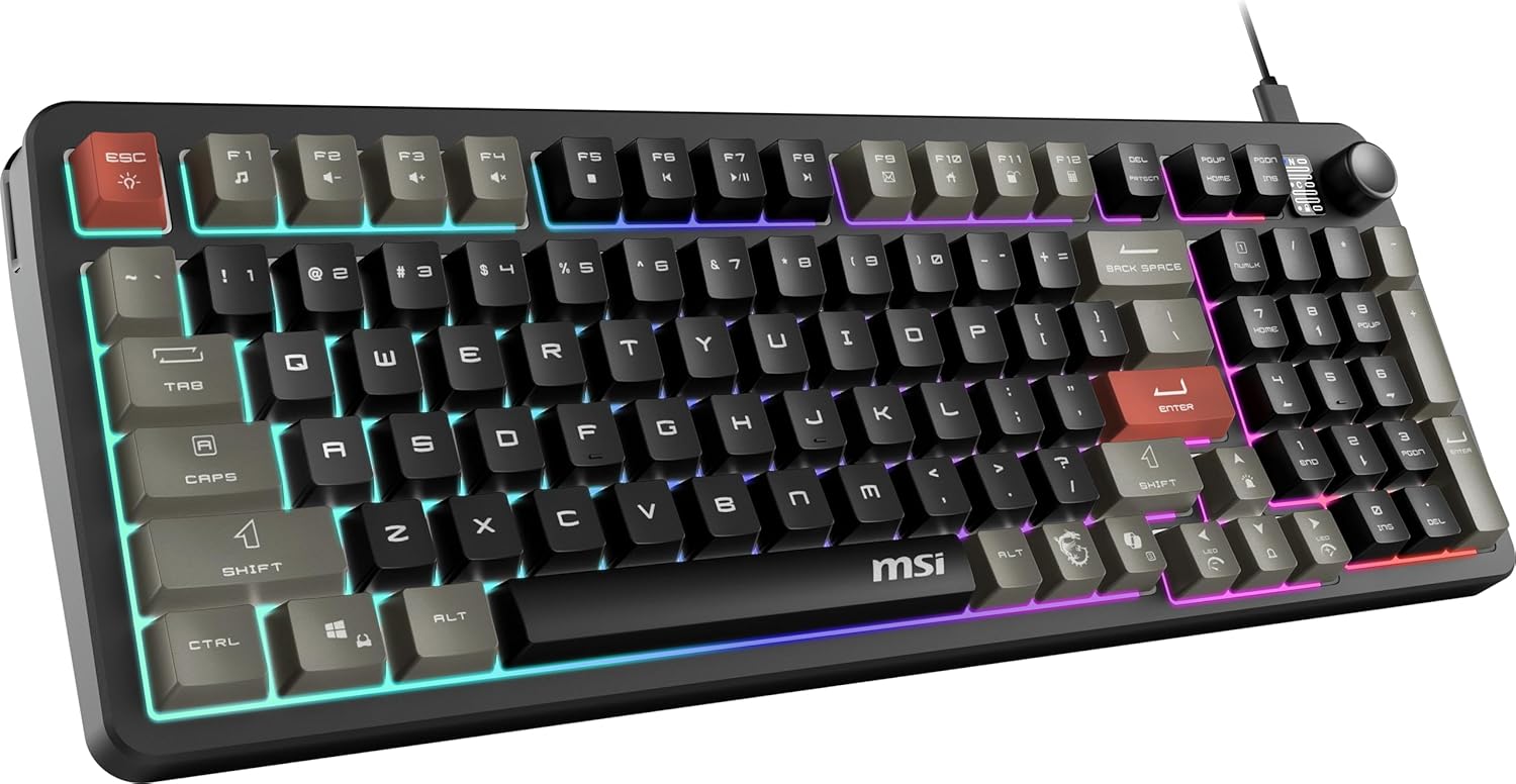 MSI Forge GK110 RGB Gaming Keyboard – RGB Gaming Keyboard – Anti-Ghosting – Black/White