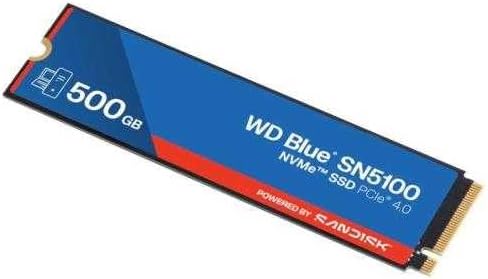 SanDisk WD Blue SN5100 500GB PCIe 4.0 NVMe M.2 2280 SSD – Up to 6600 MB/s | WDS500G5B0E