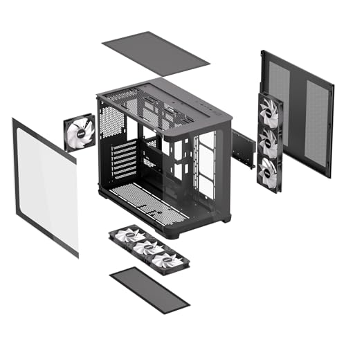SAMA V60 Black ATX Mid-Tower Gaming Case | 7 ARGB Fans | Panoramic Tempered Glass