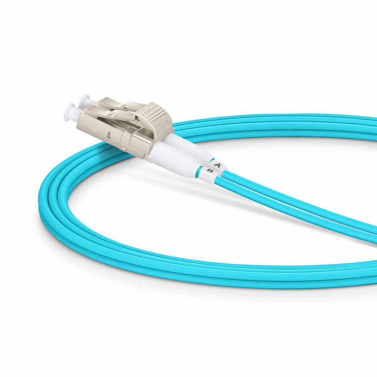 FS 1m OM4 Multimode Fiber Patch Cable - LC UPC Duplex to LC UPC Duplex | Aqua