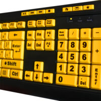 Adesso AKB-132UY Luminous 4X Large Print USB Keyboard - High Contrast Yellow Keys, Black
