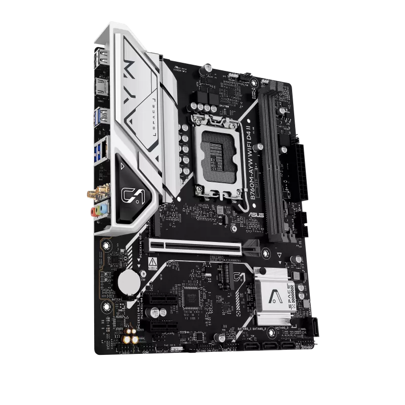ASUS B760M-AYW WIFI D4 II – Intel B760 LGA1700 Micro-ATX Motherboard – DDR4, Wi-Fi 6