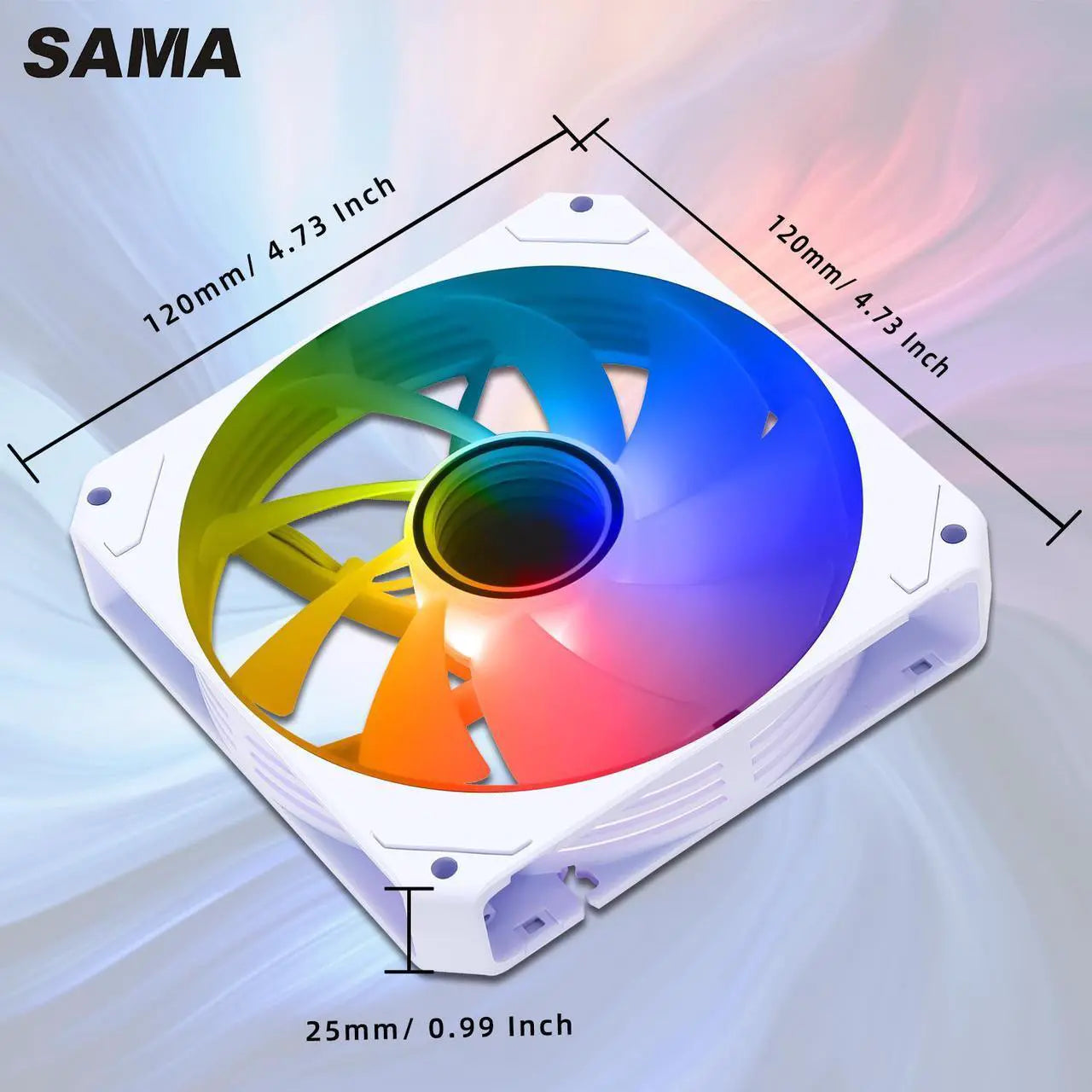 SAMA YH1204 Reverse White 120mm ARGB Case Fan - Silent Cooling Fan