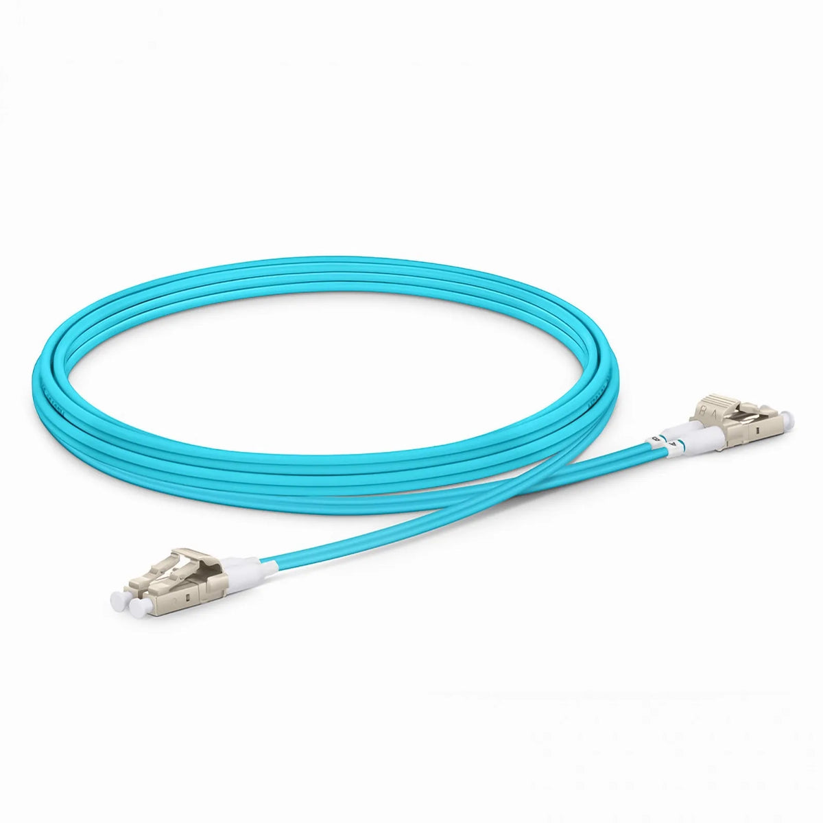 FS 2m OM4 Multimode Fiber Patch Cable - LC UPC Duplex to LC UPC Duplex | Aqua