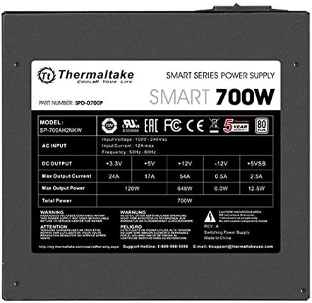 Thermaltake Smart 700W 80 PLUS White ATX Power Supply – Non-Modular | PS-SPD-0700NPCWUS-W