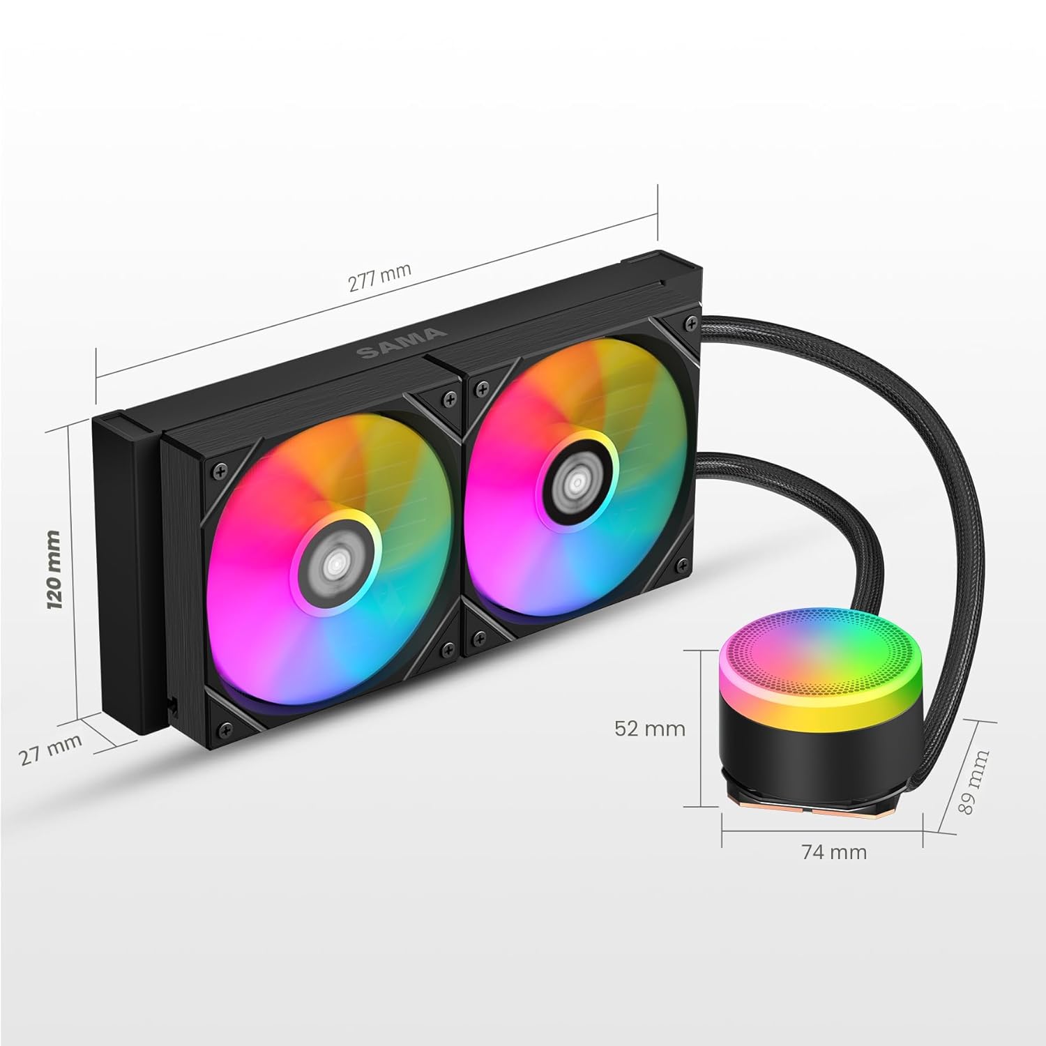 SAMA L40 ARGB CPU Liquid Cooler - 240mm AIO Water Cooling System