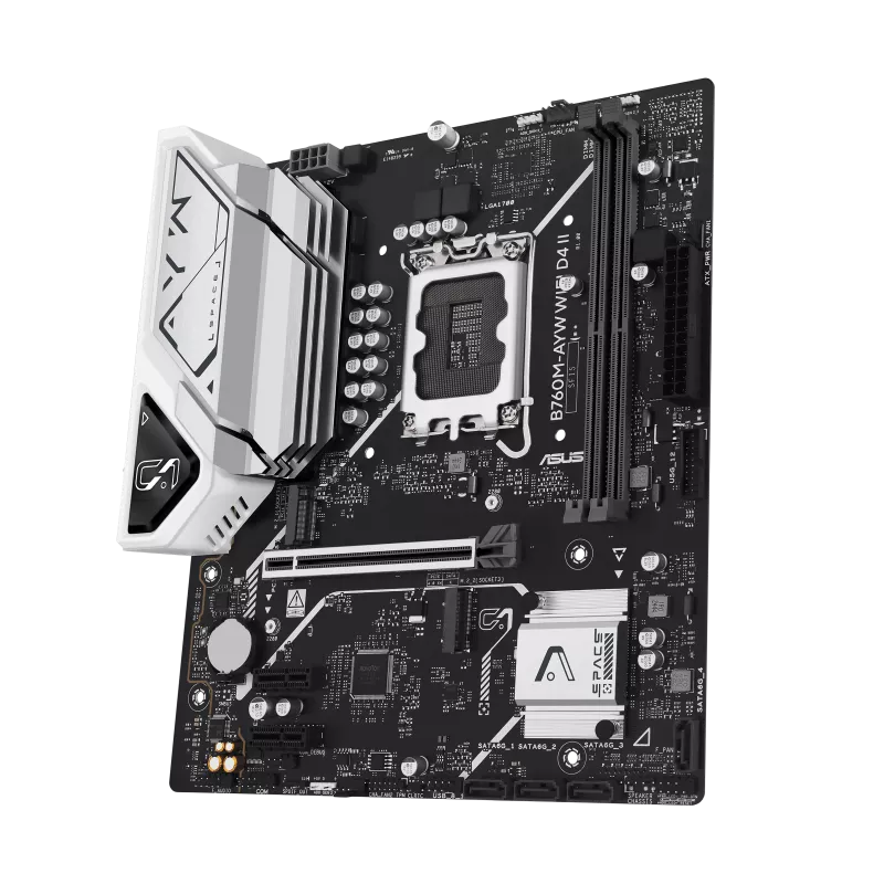 ASUS B760M-AYW WIFI D4 II – Intel B760 LGA1700 Micro-ATX Motherboard – DDR4, Wi-Fi 6