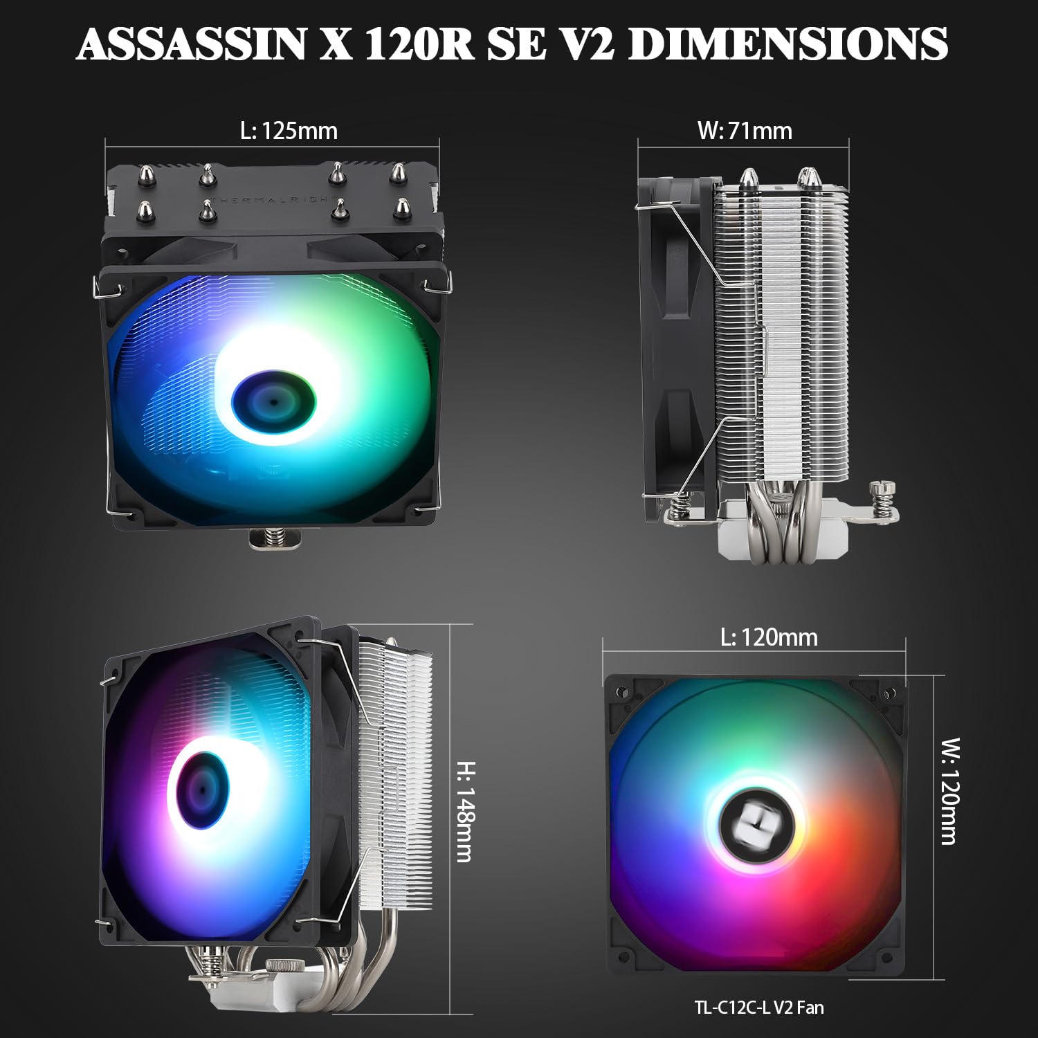 Thermalright Assassin X 120R SE V2 ARGB CPU Air Cooler | 4 Heat Pipes, 120mm PWM Fan