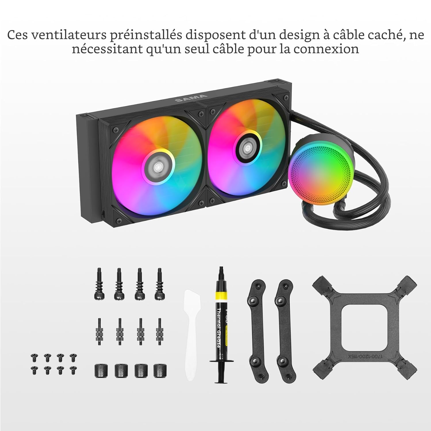 SAMA L40 ARGB CPU Liquid Cooler - 240mm AIO Water Cooling System