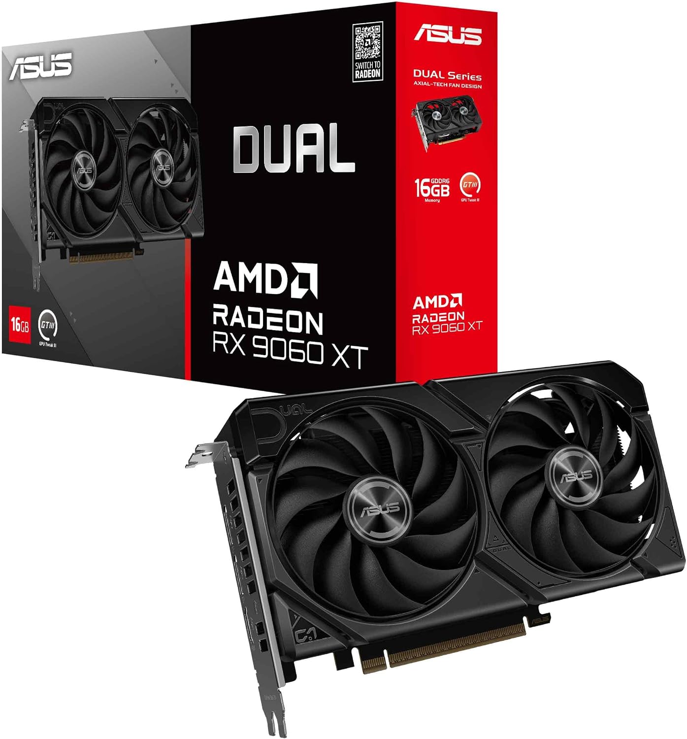 ASUS Dual Radeon RX 9060 XT 16GB GDDR6 | Dual Fan, OC Edition, Compact Size