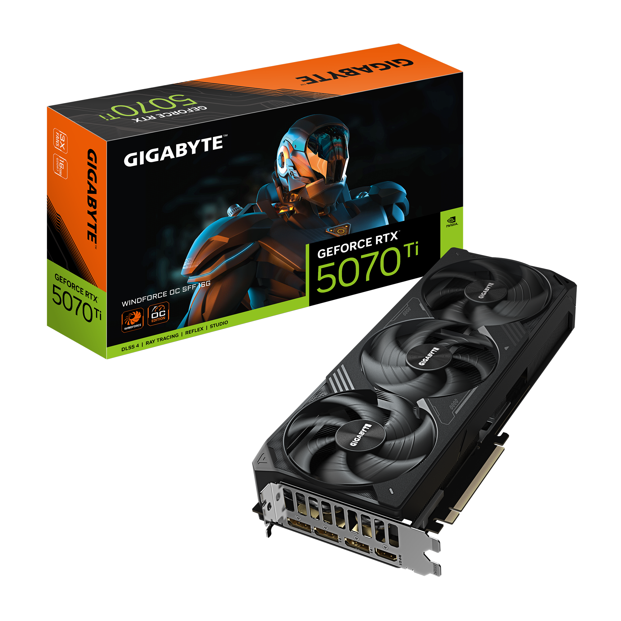GIGABYTE GeForce RTX 5070 Ti WINDFORCE OC SFF 16G - 16GB GDDR7 | Triple Fan, Factory OC, SFF Ready