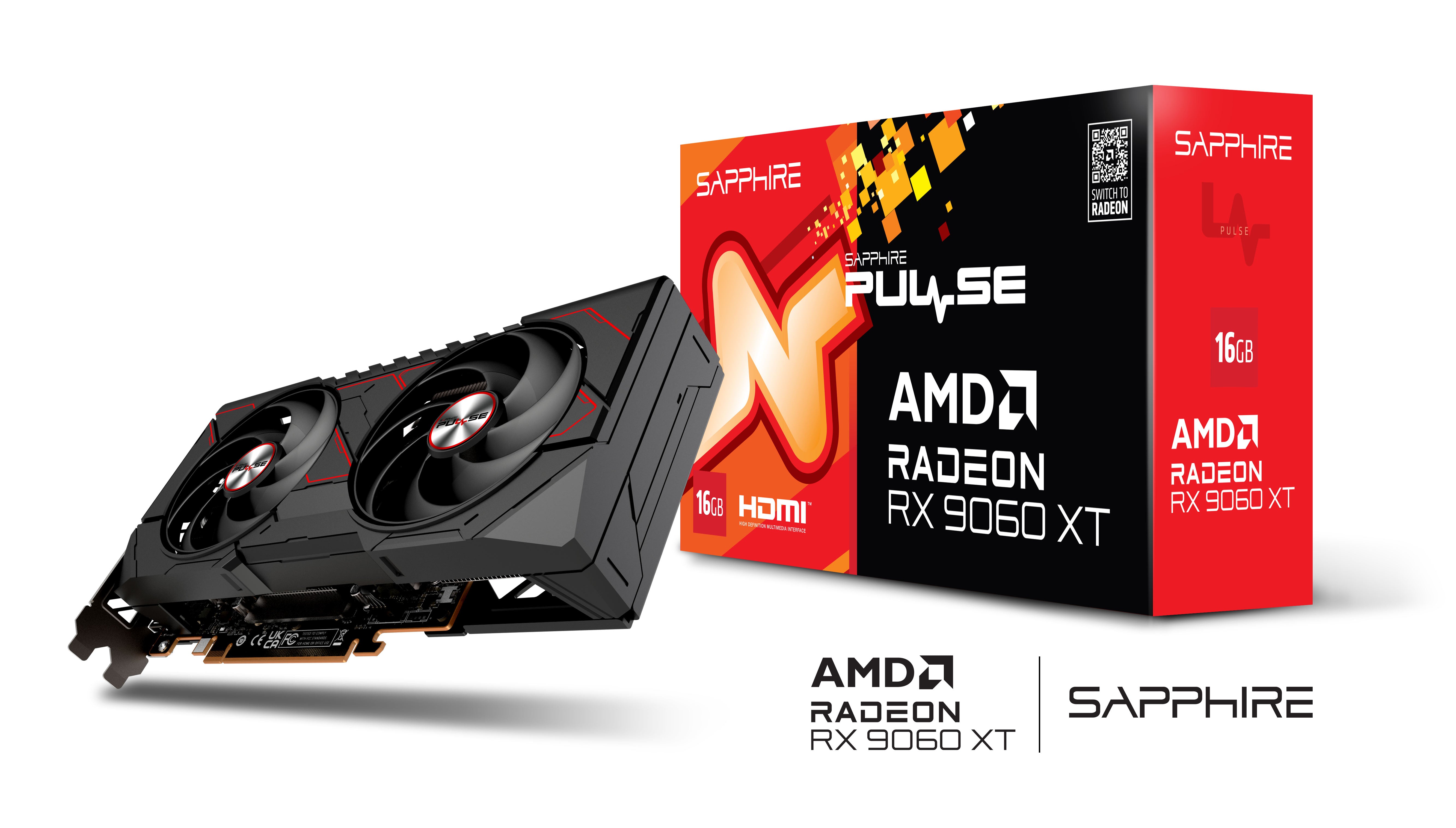 SAPPHIRE PULSE Radeon RX 9060 XT 16GB GDDR6 | Dual Fan, OC Edition, Compact Design