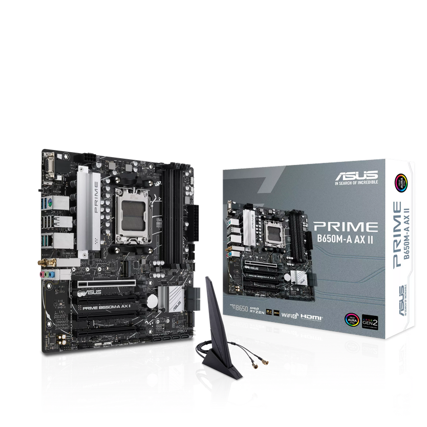 ASUS PRIME B650M-A AX II AM5 DDR5 Micro-ATX Motherboard - WiFi 6, PCIe 5.0, 2.5G LAN