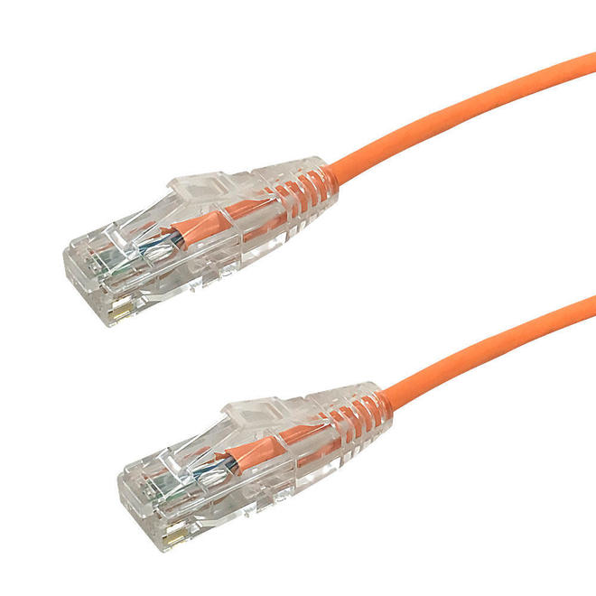 Cat6A UTP 28AWG Ultra-Thin Ethernet Cable 10Gbps - 10ft - Orange