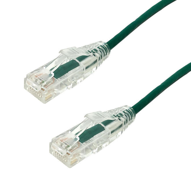Cat6A UTP 28AWG Ultra-Thin Ethernet Cable 10Gbps - 25ft - Green