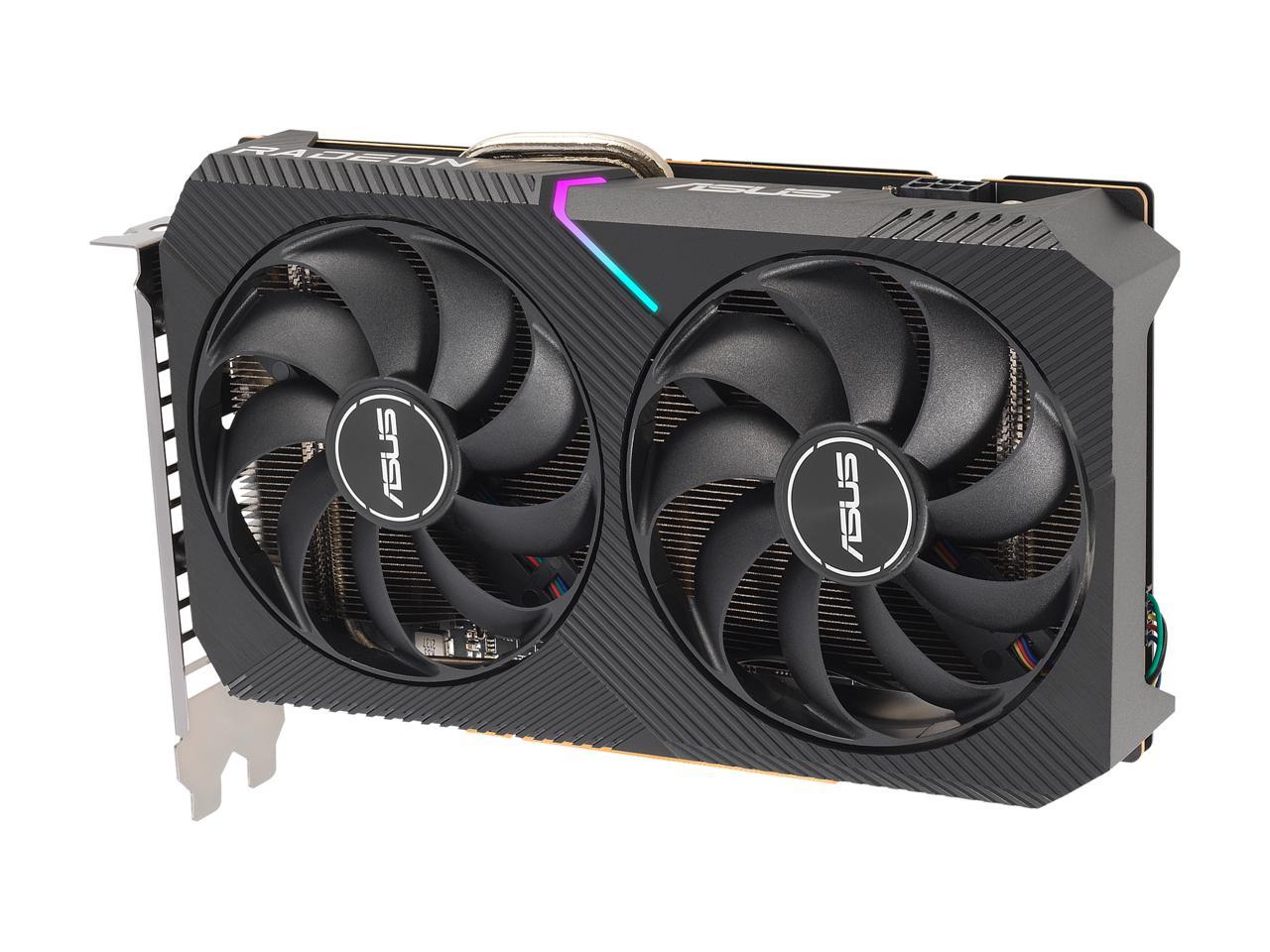 ASUS Dual AMD Radeon RX 6500 XT OC Edition (AMD RDNA 2, PCIe 4.0, 4 Go de mémoire GDDR6, HDMI 2.1, DisplayPort 1.4a, conception de ventilateur Axial-tech, technologie 0dB)