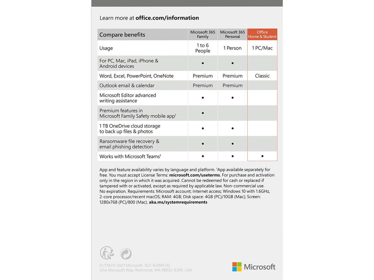 Microsoft Office Famille et Étudiant 2021 | Achat unique, 1 appareil | Carte-clé Windows 10 PC/Mac