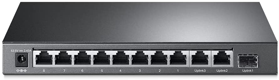 P-Link 8-Port 10/100Mbps + 3-Port Gigabit Desktop Unmanaged Switch with 8 PoE+ Ports (TL-SL1311MP) - Plug & Play, with PoE Transmission for Surveillance up to 250m