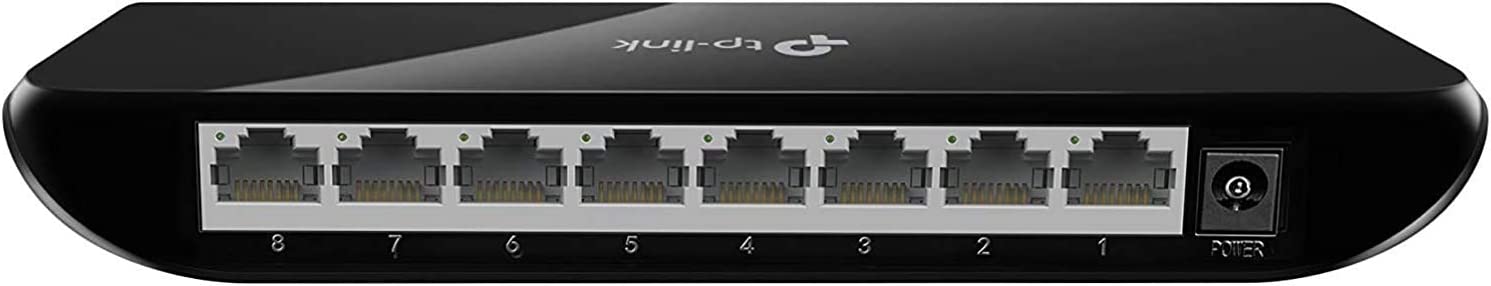 Commutateur réseau Ethernet Gigabit TP-Link 8 ports (TL-SG1008D) - Plug and Play, montage sur bureau ou mural, répartiteur Ethernet boîtier en plastique, sans ventilateur, optimisation du trafic, non géré