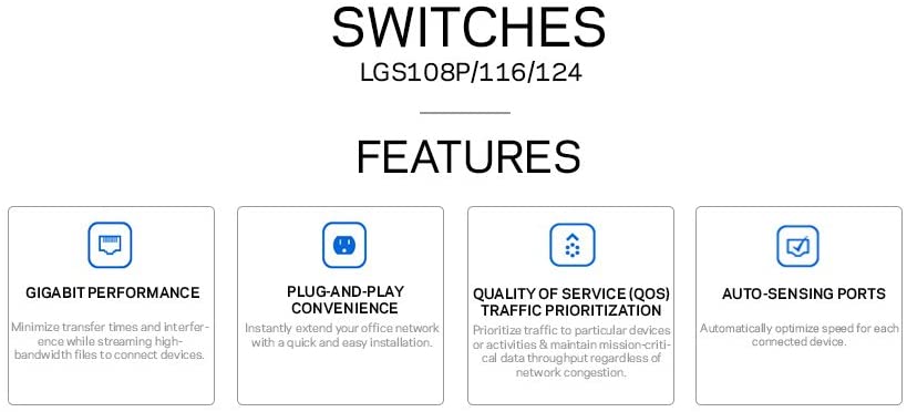 Commutateur Gigabit PoE+ de bureau professionnel Linksys à 8 ports (LGS108P)