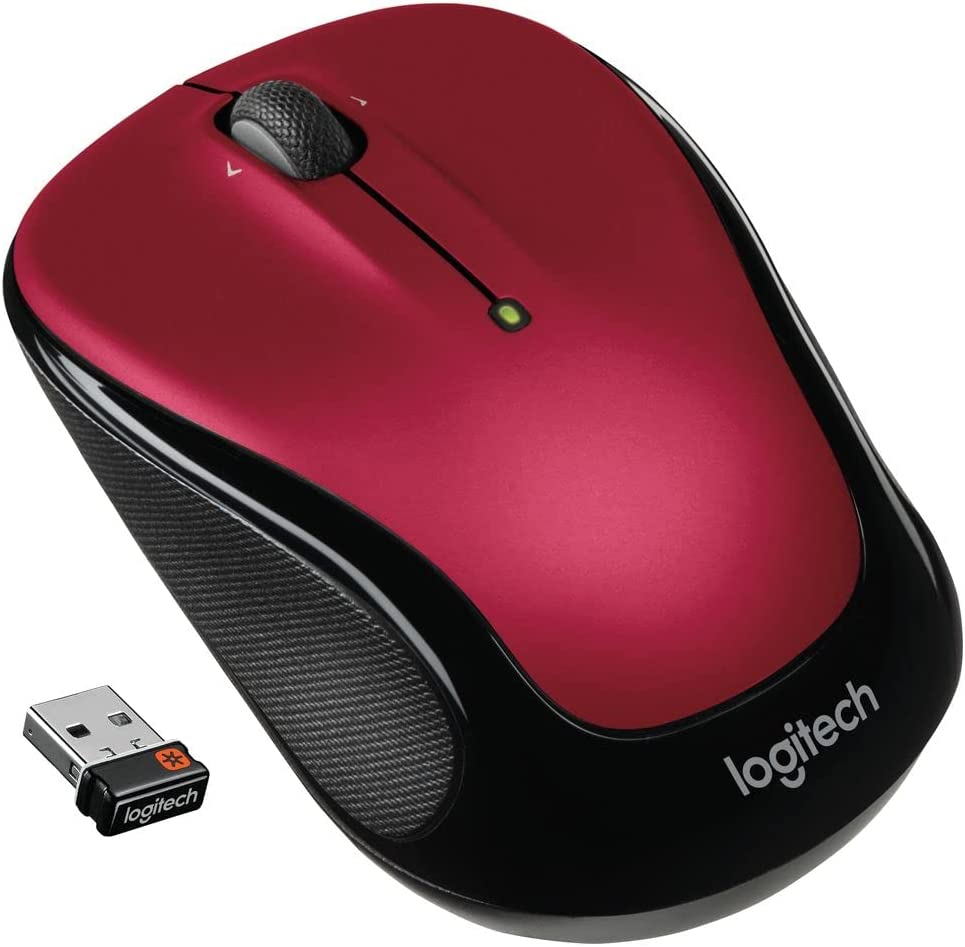 Logitech M325 Wireless Mouse, 2.4 GHz with USB Unifying Receiver, 1000 DPI Optical Tracking, 18-Month Life Battery, PC / Mac / Laptop - Metallic Red