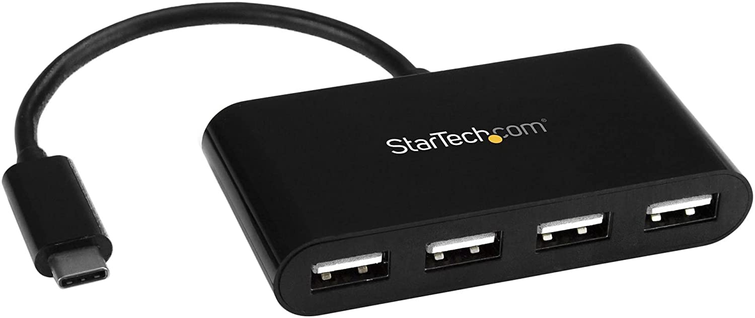 STARTECH USB C Hub 4 Port, USB-C to 4 x USB-A, Powered USB Hub, USB 2.0 Hub, USB Port Expander, USB Port Hub, USB Type C Hub