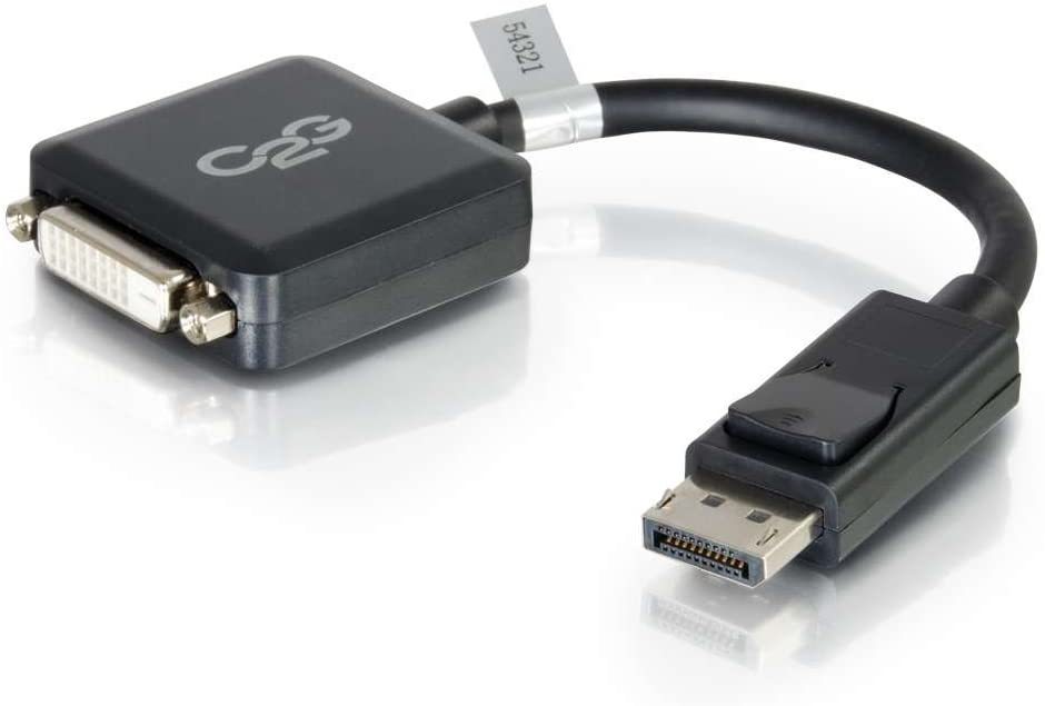 C2G 54321 Convertisseur adaptateur DisplayPort mâle vers Single Link DVI-D femelle, conforme TAA, noir (8 pouces)