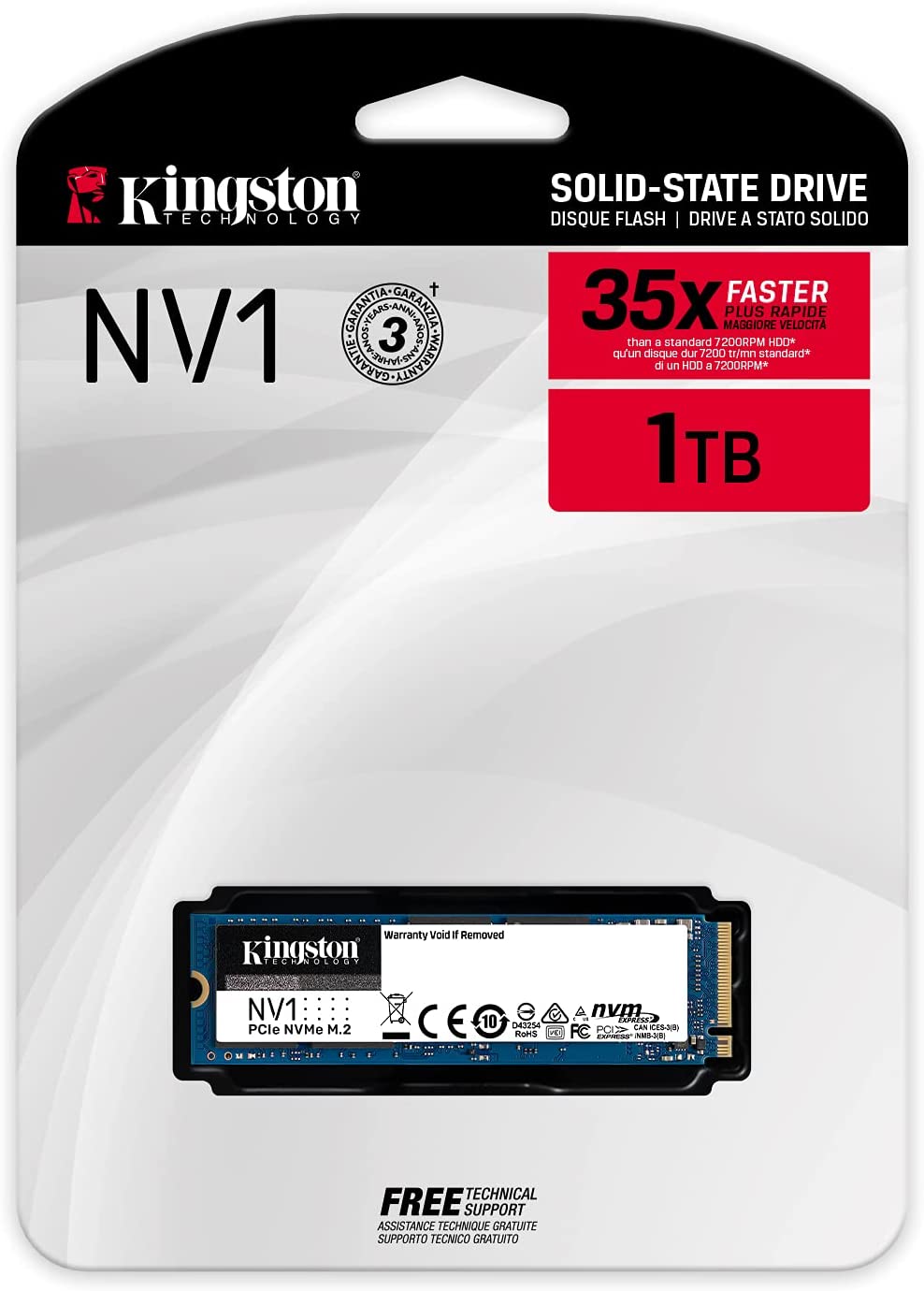 Kingston NV1 250GB - 500GB - 1TB M.2 2280 NVMe PCIe Internal SSD Up to 2100 MB/s