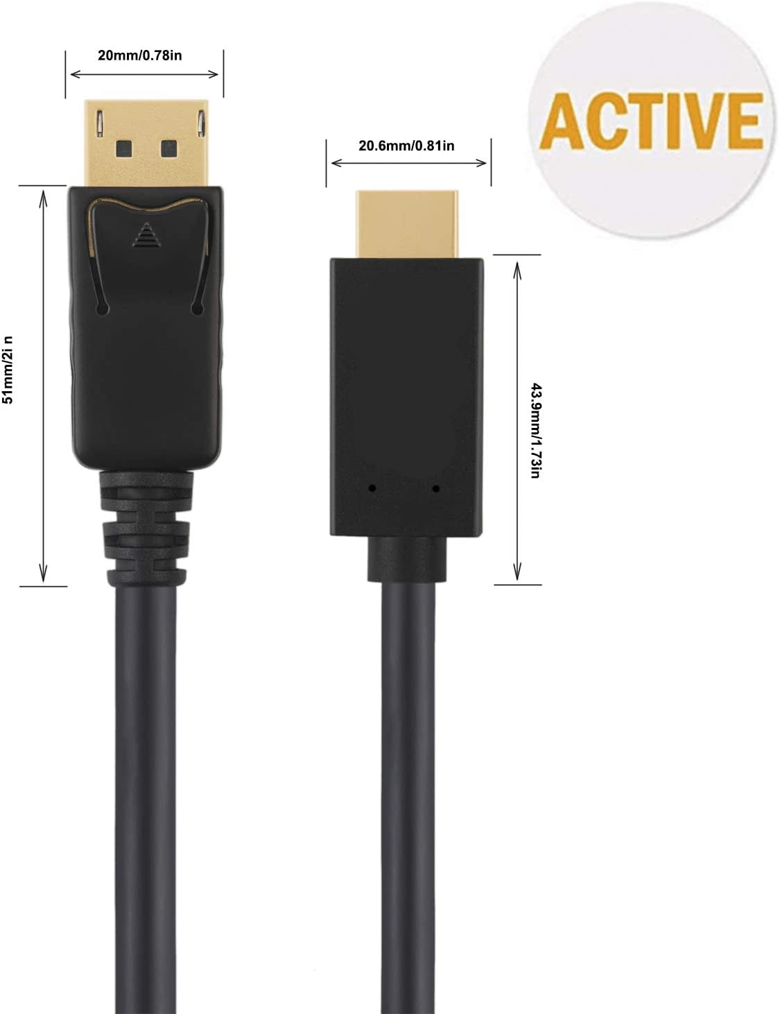 DisplayPort to HDMI Cable 6FT,  DP 1.2 to HDMI, Support 4K x 2K & 3D Audio&Video