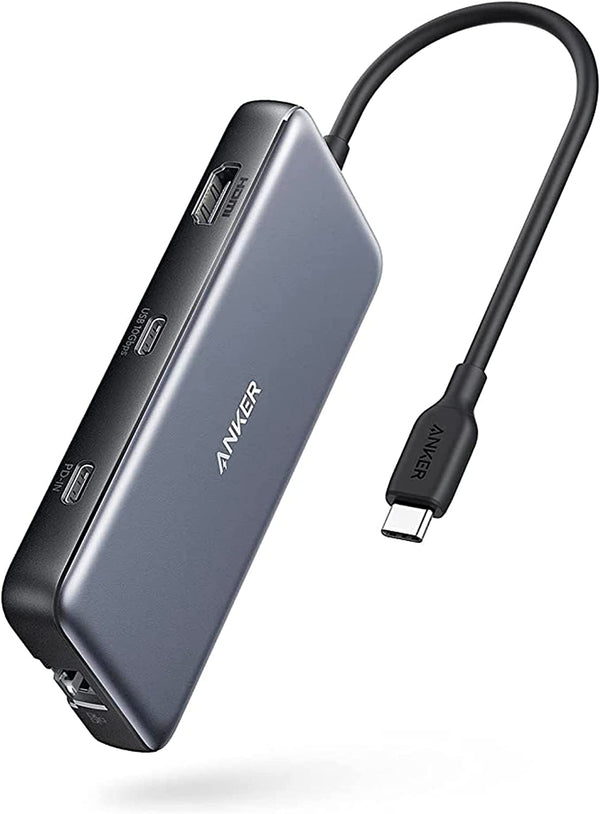 Anker USB C Hub, 555 USB-C Hub (8-in-1), with 100W Power Delivery, 4K 60Hz HDMI Port, 10Gbps USB C and 2 USB A Data Ports, Ethernet Port, microSD and SD Card Reader, for MacBook Pro and More