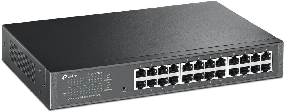 TP-Link Smart Switch Gigabit Easy 24 ports avec 24 ports RJ45 10/100/1000 Mbps, VLAN basé sur MTU/Port/Tag, QoS et IGMP (TL-SG1024DE)