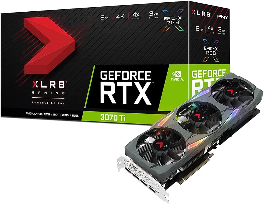 PNY GeForce RTX™ 3070 Ti 8GB XLR8 Gaming Uprising Epic-X RGB™ Triple Fan Graphics Card