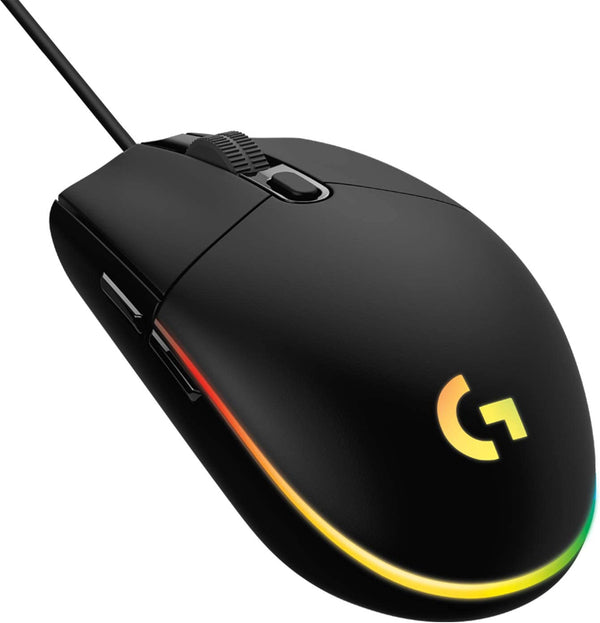 Logitech G203 2nd Gen Wired Gaming Mouse, 8,000 DPI, Rainbow Optical Effect LIGHTSYNC RGB, 6 Programmable Buttons, On-Board Memory, Screen Mapping, PC/Mac Computer and Laptop Compatible - Black