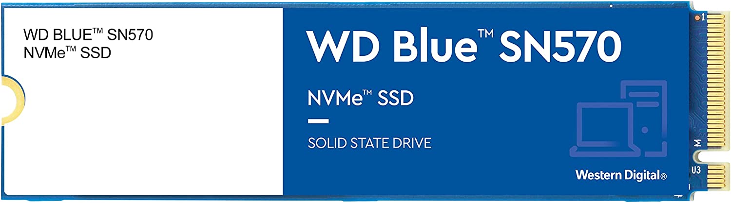 Western Digital 1TB WD Blue SN570 NVMe Internal Solid State Drive SSD - Gen3 x4 PCIe 8GB/s, M.2 2280, Up to 3,500 MB/s - WDS100T3B0C