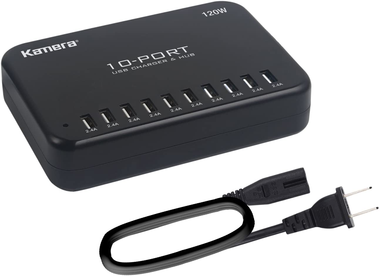 USB Charger 10-Port (120W/Multi-Port USB Charging Hub 24A/Desktop Power Station)