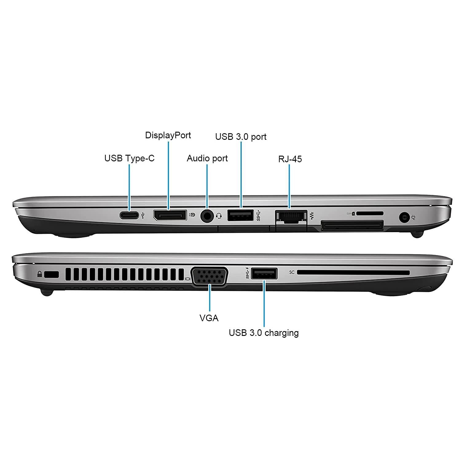Ordinateur portable professionnel HP Elitebook 820 G3 remis à neuf, 12,5"HD (Intel Core i5-6300U 2,4 Ghz/8 Go de RAM/256 Go SSD/802.11 AC/Windows 10)