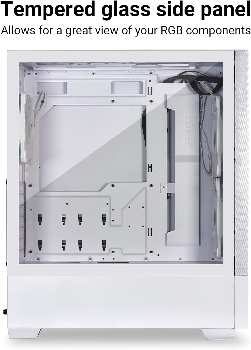 LIAN LI Mesh Airflow ATX PC Case Gaming Computer Case Mid-Tower Châssis avec 3 ventilateurs ARGB PWM pré-installés, panneau avant en maille, panneau latéral en verre trempé, prêt pour le refroidissement par eau (LANCOOL 205 MESH, blanc)