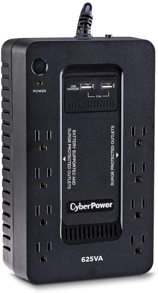 Système d'onduleur de secours CyberPower ST625U, 625 VA/360 W, 8 prises, 2 ports de charge USB, compact