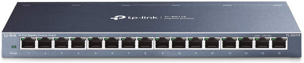 Commutateur réseau Gigabit Ethernet TP-Link 16 ports, bureau et montage mural, sans ventilateur, métal robuste avec ports blindés, optimisation du trafic, non géré, limité...