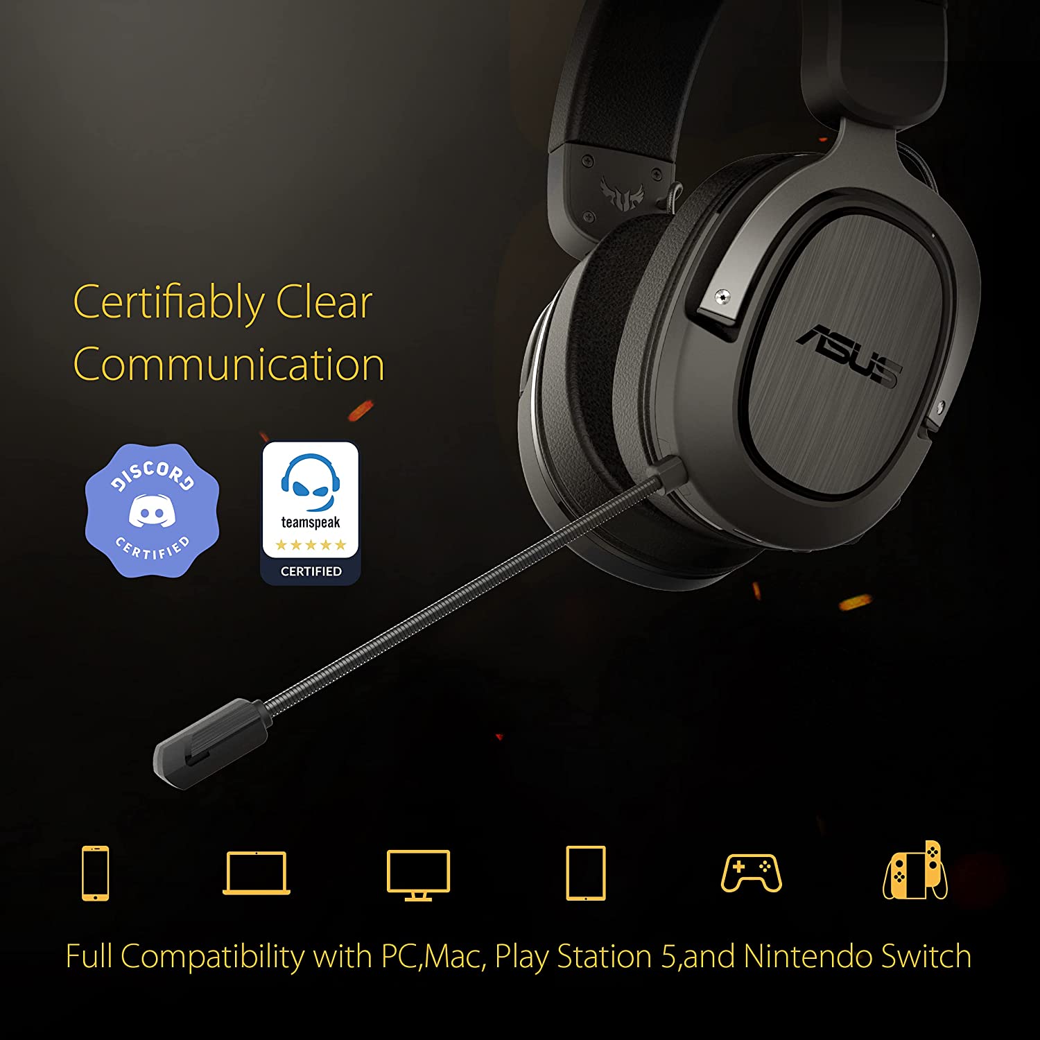 ASUS TUF Gaming H3 sans fil (sans fil 2,4 GHz, son surround virtuel 7.1, léger)