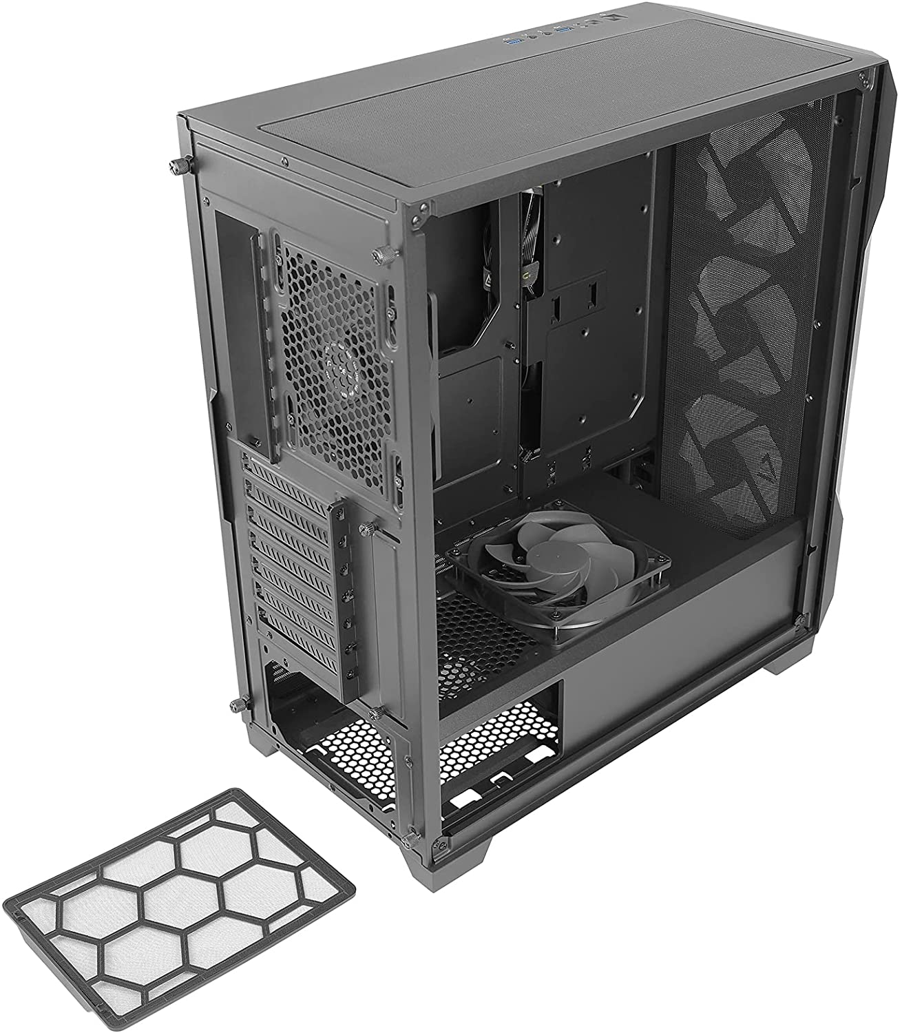 Antec Dark League DF600 Flux Gaming Case (Mid-Tower ATX, Flux Platform, 5x120mm Fans, ARGB & PWM Fan Controller, Tremped Glass)
