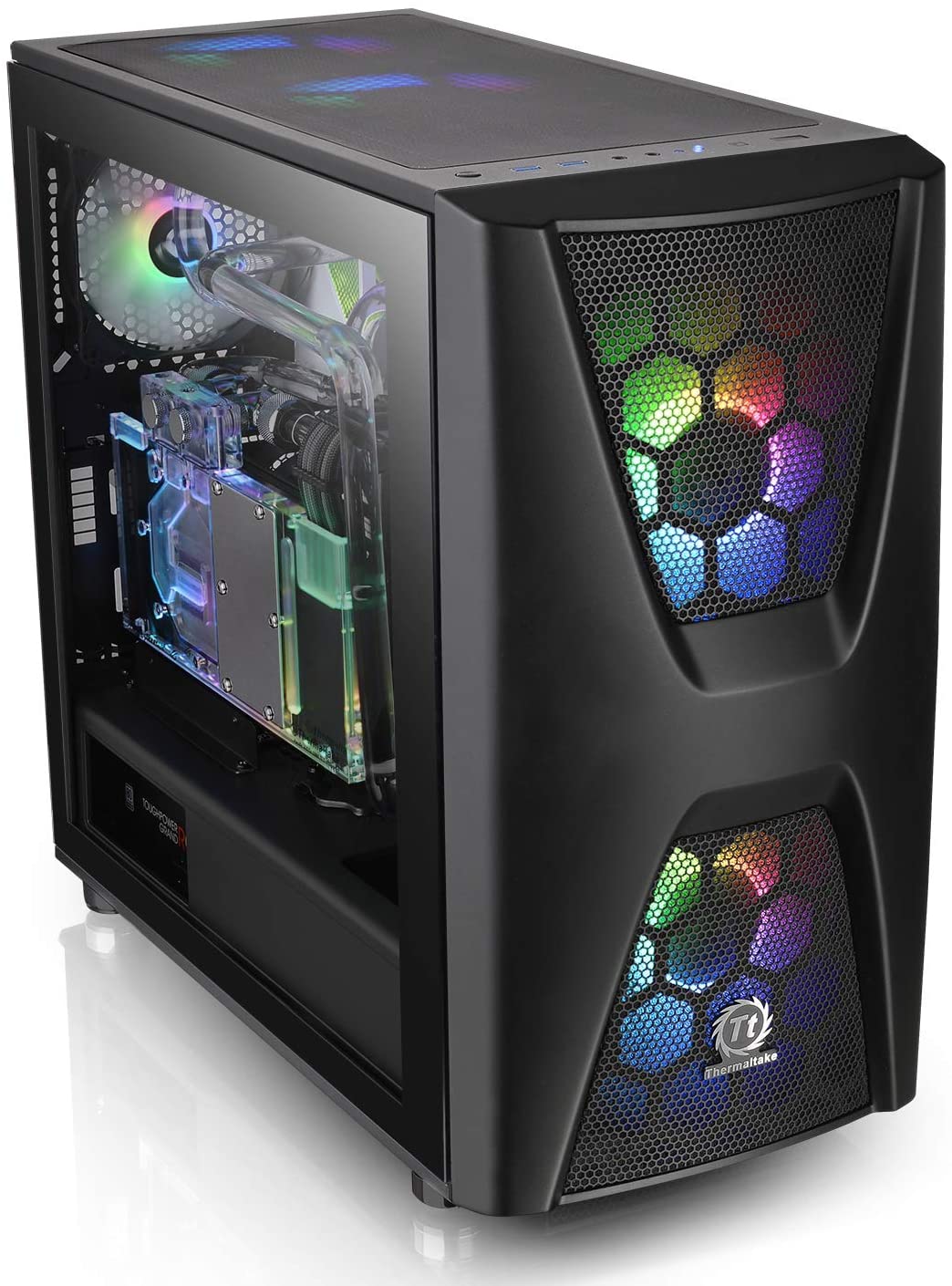 Thermaltake Commander C34 Motherboard Sync ARGB ATX Mid Tower Computer Chassis with 2 200mm ARGB 5V