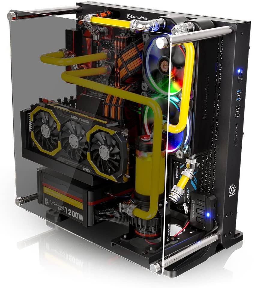 Thermaltake Core P3 Tempered Glass Black Edition ATX Open Frame Panoramic Viewing Tt LCS Certified Gaming Computer Case