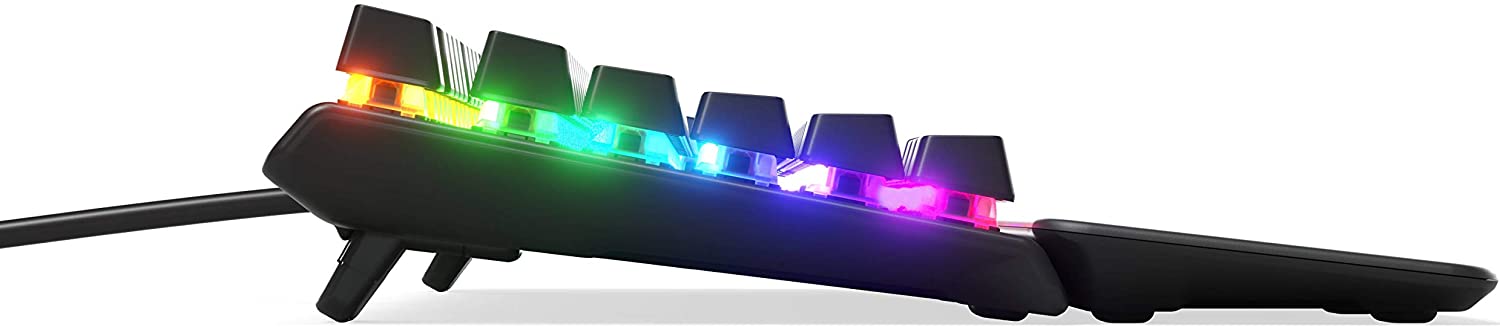 Clavier de jeu mécanique compact SteelSeries Apex 7 TKL - Écran intelligent OLED - Passthrough USB et commandes multimédias - Linéaire et silencieux - Rétroéclairage RVB (commutateur rouge)