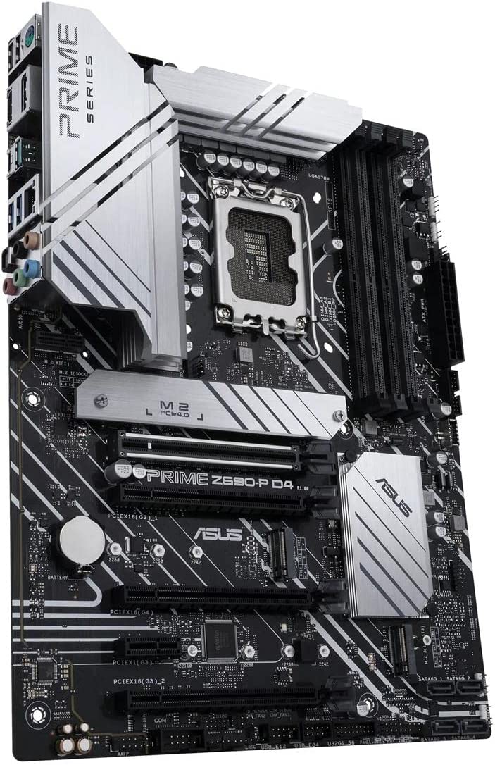 ASUS Prime Z690-P D4 LGA 1700 (Intel 12th Gen) ATX Motherboard (PCIe 5.0,DDR4,14+1 Power Stages, 3X M.2,2.5Gb LAN,V-M.2 e-Key,Front Panel USB 3.2 Gen 1 USB Type-C,Thunderbolt 4 Support, Arua Sync)