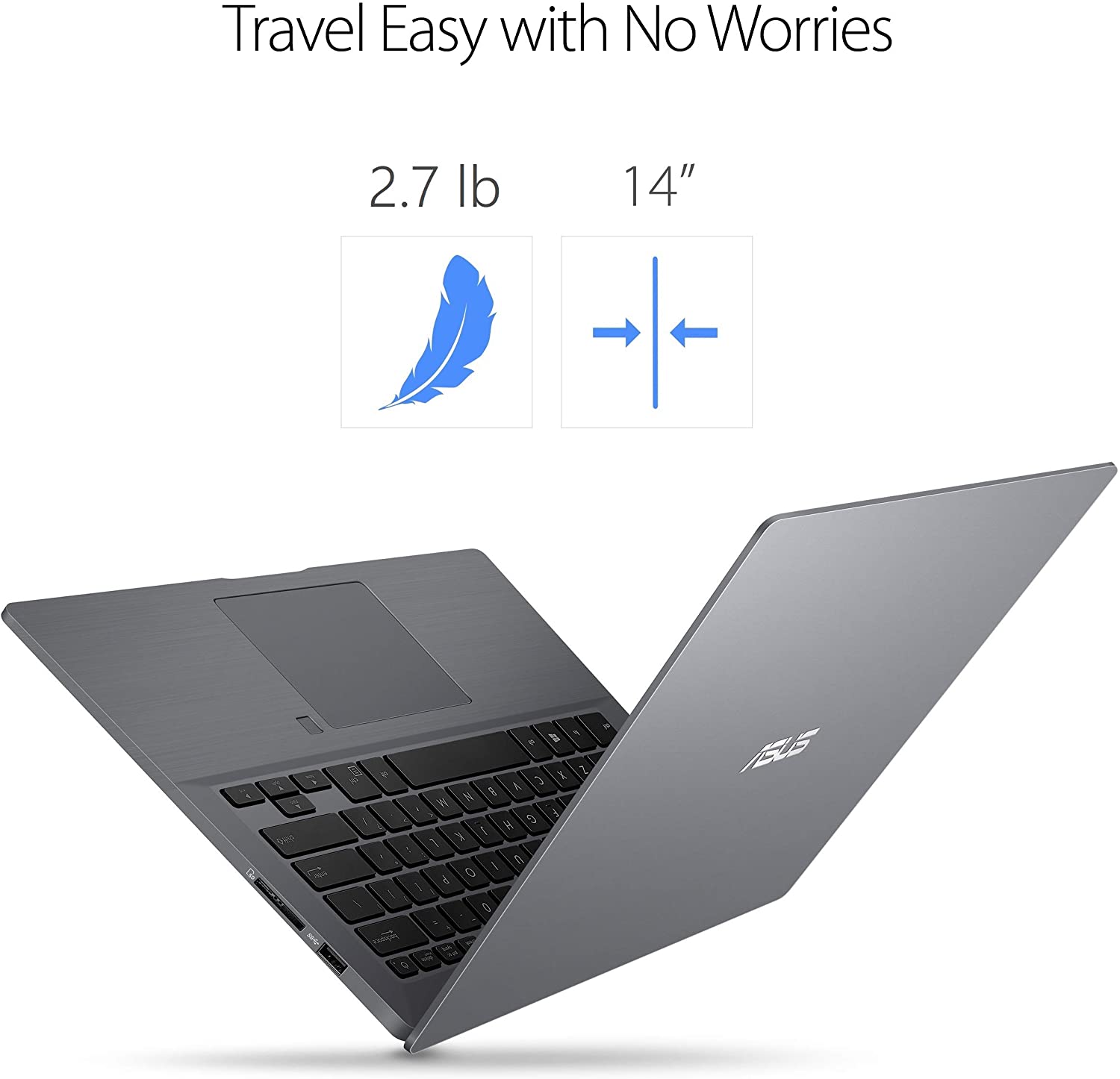 ASUS ExpertBook Grey Laptop Thin and Light Business 14” (Intel Core i5-8265U/8GB RAM/256GB NVMe SSD/Windows 10 Pro)
